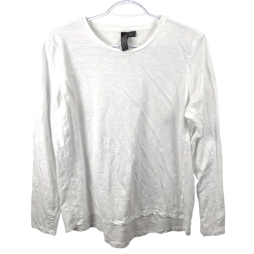 Sweaty Betty sz 10 White Long Sleeve Loose Cotton Tee T-Shirt Lightweight Top
